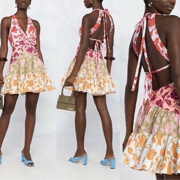 NWT Zimmermann Lovestruck V-neck Halter Mini Dress Sz US 10 - Picture 14 of 15